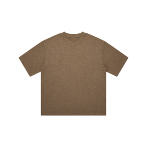 T-Shirt ricamata 3D da 300gsm 100% in cotone di bambù Unisex manica corta da uomo tinta unita oversize comoda T-Shirt - Product Image 4