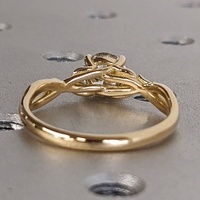 1 Karat runder Solitär-Verlobungsring mit seitlichem Blatt- und Rankenmuster aus im Labor gezüchtetem Diamanten, 10K/14K/18K massives Gold, IGI-zertifiziert, CVD/HPHT, individuell anpassbar