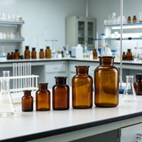 Fabricant de pots en verre ambré de style vintage pour apothicaire, 30 ml, 60 ml, 125 ml, 250 ml, 500 ml