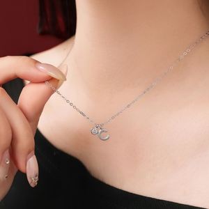 Collares con Colgante de Letra del Alfabeto de Circonia Cúbica 5A Dylam para Mujer, Letra Inicial -C-, Cadena de 45cm, Nuevo Diseño - Product Image 3