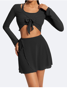 Новый женский легкий теннисный костюм 2025 года: сексуальная юбка-шорты с открытой спиной и завязками, спортивный комплект для фитнеса с юбкой-шортами на завязках - Product Image 6