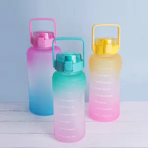 Botol air plastik buram portabel, botol olahraga portabel kapasitas besar motivasi tahan bocor bebas Bpa