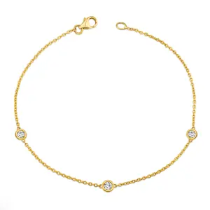 Gemnel minimalist gold vermeil 925 silver bling cz diamond strand bracelet chain womens