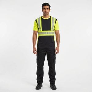 T-shirts de sécurité classe 2 pour hommes, 100 % polyester maille jaune avec LED clignotante, imperméables, logo personnalisé pour la sécurité sur le lieu de travail - Product Image 1