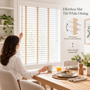Persianas Venecianas Modernas <span class=keywords><strong>de</strong></span> Madera Pintada <span class=keywords><strong>de</strong></span> 50 mm, Diseño Espiga, con <span class=keywords><strong>Cinta</strong></span> Adhesiva, Impermeables, Fáciles <span class=keywords><strong>de</strong></span> Limpiar, Duraderas, con Protección Anti-UV - Product Image 5