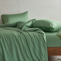 Ensemble de draps en bambou Draps tricotés de style américain solide Vente en gros Couleur de luxe King Size Literie en bambou écologique