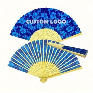 Factory Price Customized Design <b>Large</b> Size Folding Hand Fan <b>Plastic</b> Nylon Foldable Hand Fan Custom Printed Bamboo Folding Hand - Product Image 1