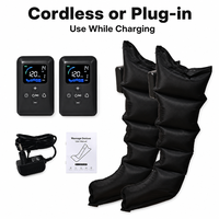 Appareil de massage des jambes par compression d'air, 5 chambres, 30-240 mmHg, double contrôleur, rechargeable, sans fil, pour les voyages