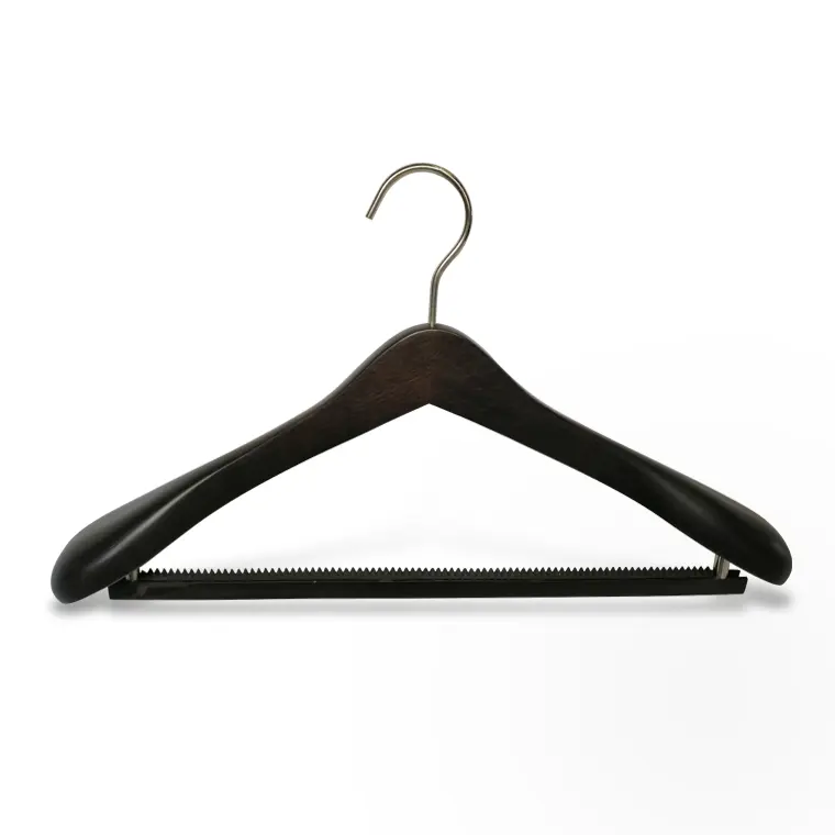 Coat Black Color Wood Clothing Hanger with Square Bar from Manufacturer Wholesale