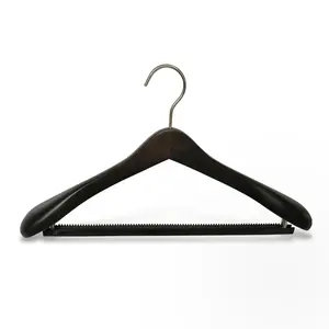 Coat Black Color Wood Clothing Hanger with Square Bar from Manufacturer Wholesale