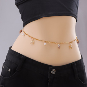 สร้อยคาดเอวสไตล์โบฮีเมียนประดับเปลือกหอย มุกเทียม ปลาดาว และหอยสังข์ สำหรับผู้หญิง สไตล์ชายหาด - Product Image 1