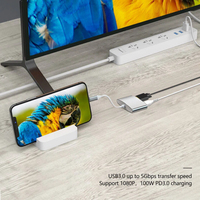 Adaptador 3 en 1 Tipo C a HDMI USB 3.0 PD, Hub 4K 30Hz, Entrega de Energía de 100W, Conversor de Video, Carcasa de Aluminio para Laptop MacBook