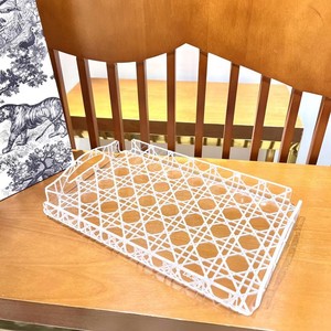 Hot Selling Checkered Pattern American Style Square Acrylic Resin Dishwasher Safe Transparent <b>Wine</b> Glass Storage Tray - Product Image 4