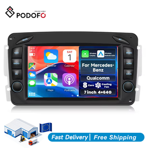 Autoradio stéréo Android Podofo 7'' 8 cœurs Qualcomm 4+64G avec écran IPS, CarPlay/Android Auto, GPS, WiFi et ventilateur de refroidissement pour Mercedes-Benz - Product Image 1