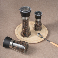 Bouteilles de broyeurs à épices en verre rond transparent vides avec couvercles, pour sel de mer et poivre, personnalisables, faciles à nettoyer, vente en gros