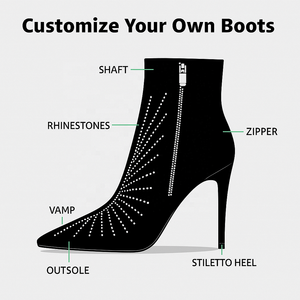 Bottines à talons aiguilles à bout pointu en strass <span class=keywords><strong>noir</strong></span> pour femmes, bottines en <span class=keywords><strong>daim</strong></span> scintillantes pour l'automne/hiver - Product Image 4