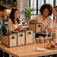 Boîte à café isotherme personnalisée avec logo, 96 oz, en bag-in-box, avec doublure en aluminium, distributeur de boissons en carton ondulé E-Flute pour la restauration