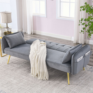 Canapé-lit convertible en velours du fabricant, ensemble de canapé-lit réglable avec système <span class=keywords><strong>clic</strong></span>-<span class=keywords><strong>clac</strong></span> et revêtement en velours confortable - Product Image 2