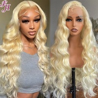 Perruque en cheveux humains naturels 100% vietnamiens de qualité supérieure FH, volume optimal, perruque transparente 13x4 en dentelle, perruque frontale en dentelle ondulée blonde