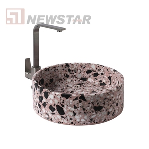 Lavabo de salle de bain en terrazzo personnalisé Lavabo de salle de bain coloré fait à la main Évier de comptoir rond - Product Image 3