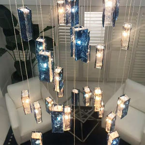 Lustre personnalisé moderne pour villa, hôtel, restaurant, en verre, briques transparentes, lustre pour escalier - Product Image 6