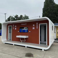 Toilettes portables modulaires préfabriquées pour espaces publics, étanches, installation rapide, design moderne et esthétique