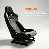 Siège baquet universel JDM Racing noir et jaune en cuir PVC, inclinable, avec support lombaire et glissières à double verrouillage