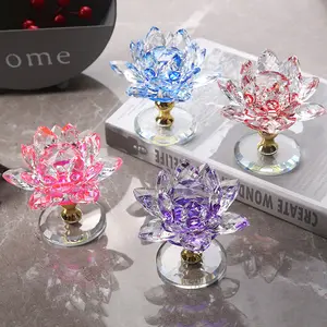 Ehre von Kristall Großhandel K9 klar Kristall-Kerzenständer Heimdekoration Kristall-Lotus-Blume Kerzenhalter