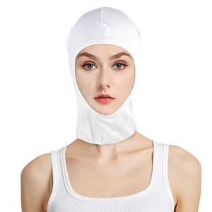 قبعة بيضاء عالية المرونة مضادة لفقدان الشعر وحماية الرقبة جيدة التهوية - Product Image 1