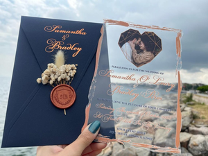 Invitation de mariage en acrylique de luxe pour la mariée et le marié Billette d Invitation Mariage Détails du mariage et une illustration du lieu - Product Image 6