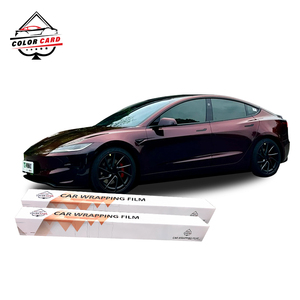 Envoltura de vinilo autoadhesiva Película de cambio de color de coche de PVC Película de envoltura de coche de color rojo antiarañazos - Product Image 1