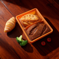 Boîte d'emballage alimentaire en plastique PET jaune jetable avec couvercle à charnière transparent pour emporter du pain, des gâteaux, des biscuits, des sushis, des pâtisseries.