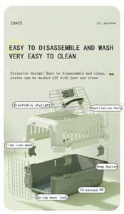Colorful Solid <strong>Plastic</strong> Classic Airline <strong>Pet</strong> Carrier Breathable Small Animal <strong>Transport</strong> <strong>Cage</strong> for Dogs Cats Birds Outdoor Carry - Product Image 4