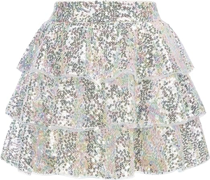 下着なしのスカートを身に着けている卸売カスタマイズ純粋な色の輝きスパンコールの女の子