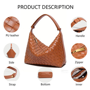 Sac à bandoulière Hobo tissé en similicuir PU vegan de qualité supérieure, finition texturée, idéal pour le bureau et les trajets quotidiens, modèle 3175-1 - Product Image 2