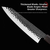 Ensemble de 7 couteaux de chef à lame noire et manche en bois pour découper la viande/les fruits, en acier au carbone, métal, ambidextre, durable, fait main, pour la cuisine