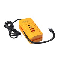 Pengisi Daya Ponsel Baru 4USB Multi Port Dual PD Charger dengan Kabel Type-C Pengisian Cepat untuk iPhone Android