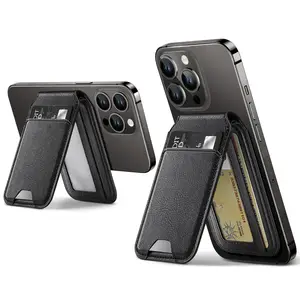 Krachtige Magnetische Lederen Mobiele Telefoon Portefeuilles Portemonnee Kaart Pocket Dual Card Slot Telefoonhouder Met Standaard Voor Iphone