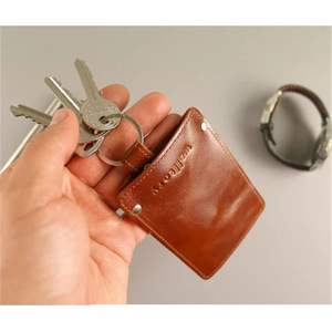 Creative genuine <b>leather</b> <b>keychain</b>, car key cover, key pouch gift, customizable logo. - Product Image 4