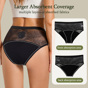 Culotte période menstruelle 4 couches personnalisée femmes sexy dentelle écologique étanche vente en gros Bikini bambou Culotte Menstruelle - Product Image 4