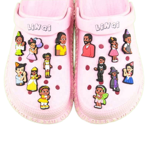 Breloques pour sabots Karol G Bunny Rebelde, accessoires de chaussures en plastique pour sabots, design équipe sportive, avec motifs Chip et Potato - Product Image 1