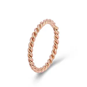 2毫米新款创意银玫瑰金不锈钢油炸面团麻花可叠放戒指简约时尚女装戒指