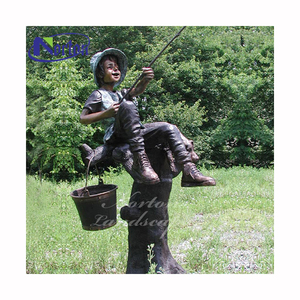 Personalizado al aire libre hogar jardín decoración tamaño real fundición latón bronce <span class=keywords><strong>escultura</strong></span> <span class=keywords><strong>pescador</strong></span> niño pesca estatua <span class=keywords><strong>escultura</strong></span> para la venta - Product Image 4