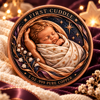 Pièce de monnaie commémorative en cuivre fin 999 de 5 oz, avec relief 3D, pour le premier anniversaire de bébé, souvenir de nouveau-né, objet de collection, artisanat métallique, cadeau