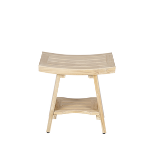 [BeNK] Siège de douche incurvé en bois d'acacia avec revêtement imperméable et pieds antidérapants, couleur brun noyer - Product Image 1