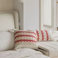 Housse de coussin de canapé multicolore en jacquard brodé à pompons, housse de coussin lombaire, coussin de tête de lit pour canapé, chaise, salon, voiture