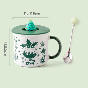 Özel Logo Baskılı Sevimli Seramik Kahve Kupası Şirin Renkli Kutu Lüks İş Hediyesi Kapaklı ve Kaşıklı Sürdürülebilir - Product Image 4