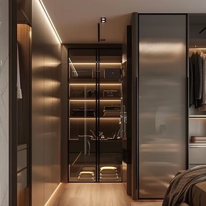 BALOM High End Glass Door Modern Bedroom Closet Aluminum Frame Soft Close Custom Color Size OEM Wholesale - Product Image 4