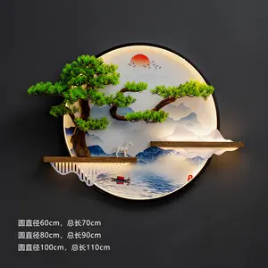 NISEVEN High Quality New Chinese Tree Style Acrylic Wall Decor With Led Light Wall Art For Living Room Bedroom Office