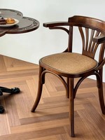 Chaise de salle à manger en bois massif au design nordique contemporain, durable, avec revêtement en tissu rétro nordique, idéale pour la maison, le bar et la villa